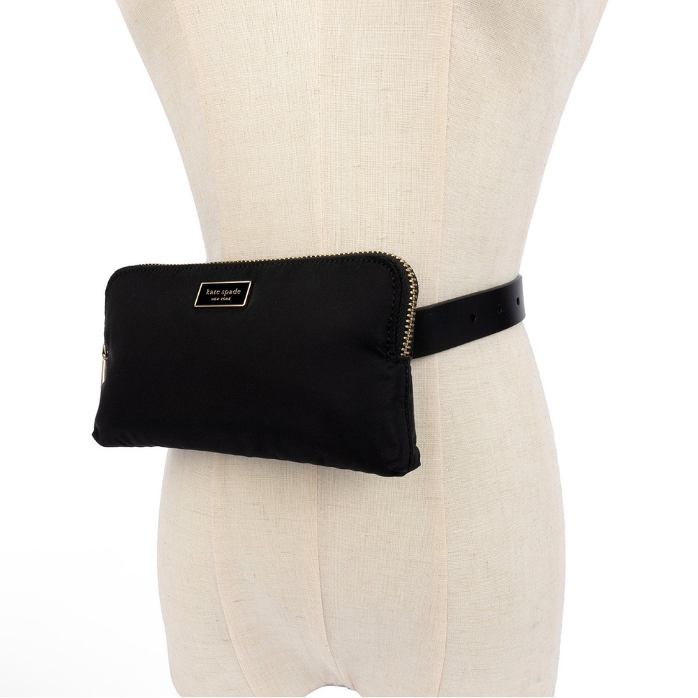 NWT Kate Spade Black Nylon Belt Bag Crossbody Waist Bag Classic - Picture 8 of 10